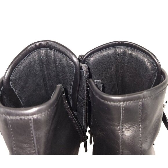 John Galliano Paris Three Buckle Leather Ankle Boots 35 5 Black New - Picture 9 of 9